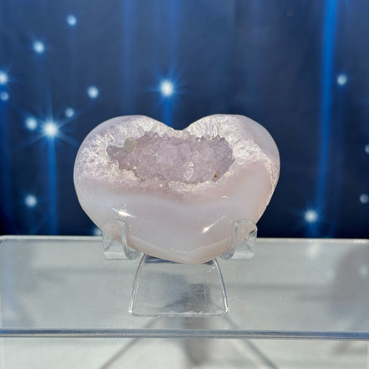 Druzy Agate Heart with Calcite – 0.077 kg