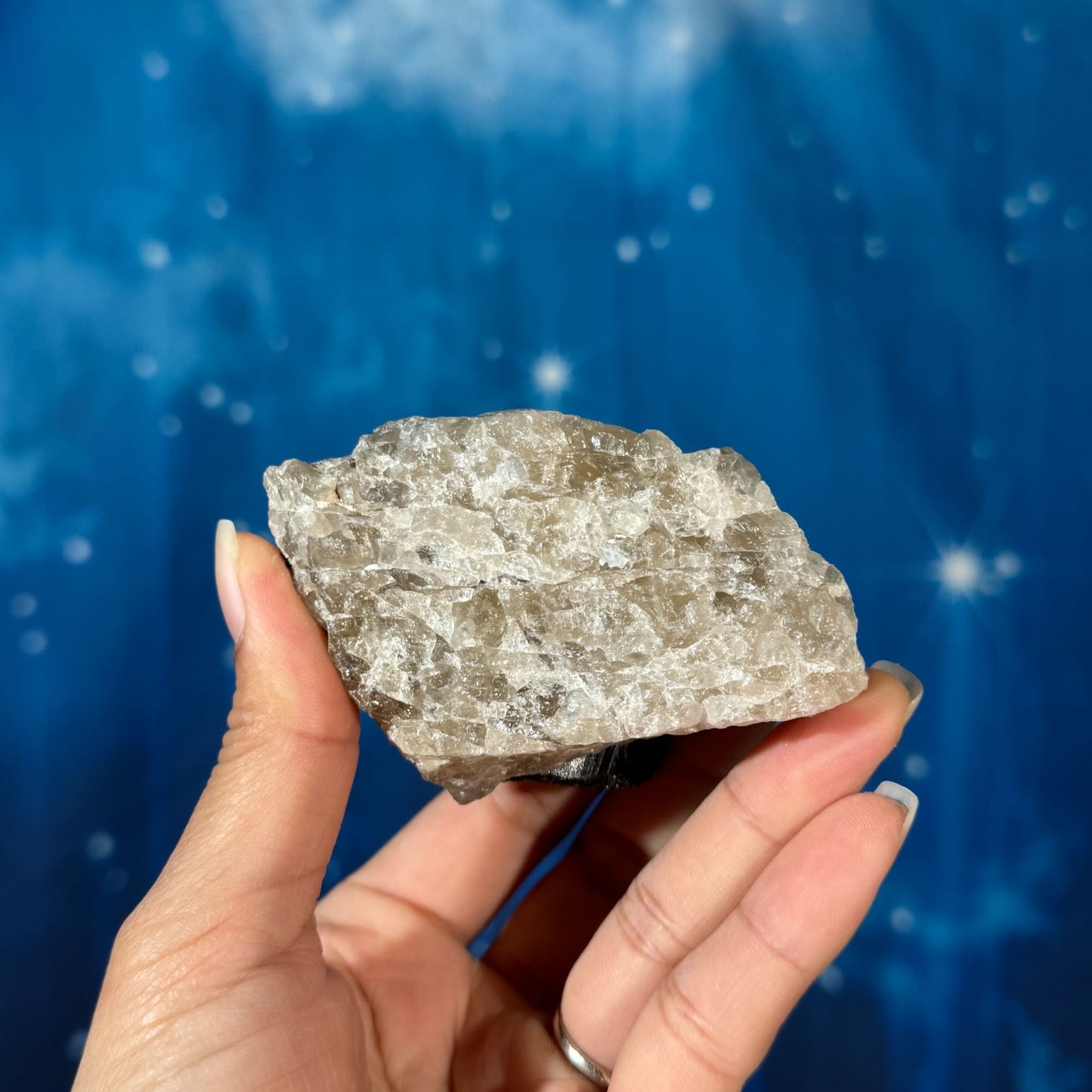 Black Tourmaline Chunk on Smoky Quartz – 0.272 kg