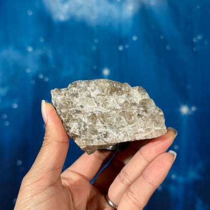 Black Tourmaline Chunk on Smoky Quartz – 0.272 kg