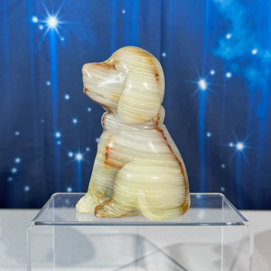 Green Banded Calcite Dog – 0.805 kg