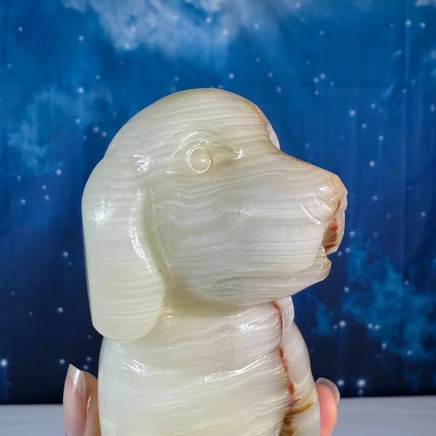 Green Banded Calcite Dog – 0.805 kg