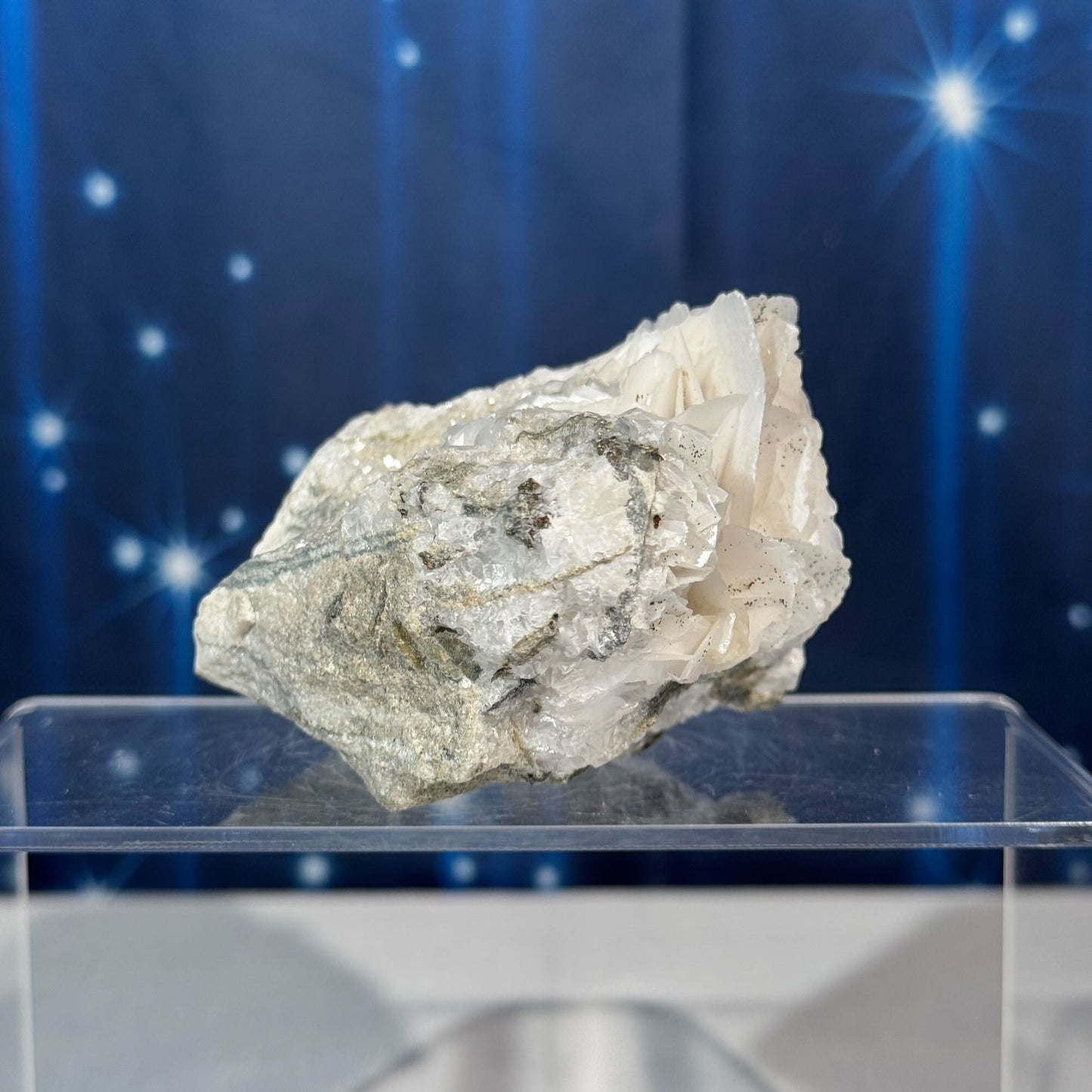 White Rose Calcite Specimen with Chalcopyrite – 0.394 kg