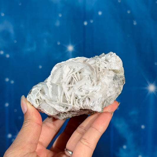 White Rose Calcite Specimen with Chalcopyrite – 0.394 kg