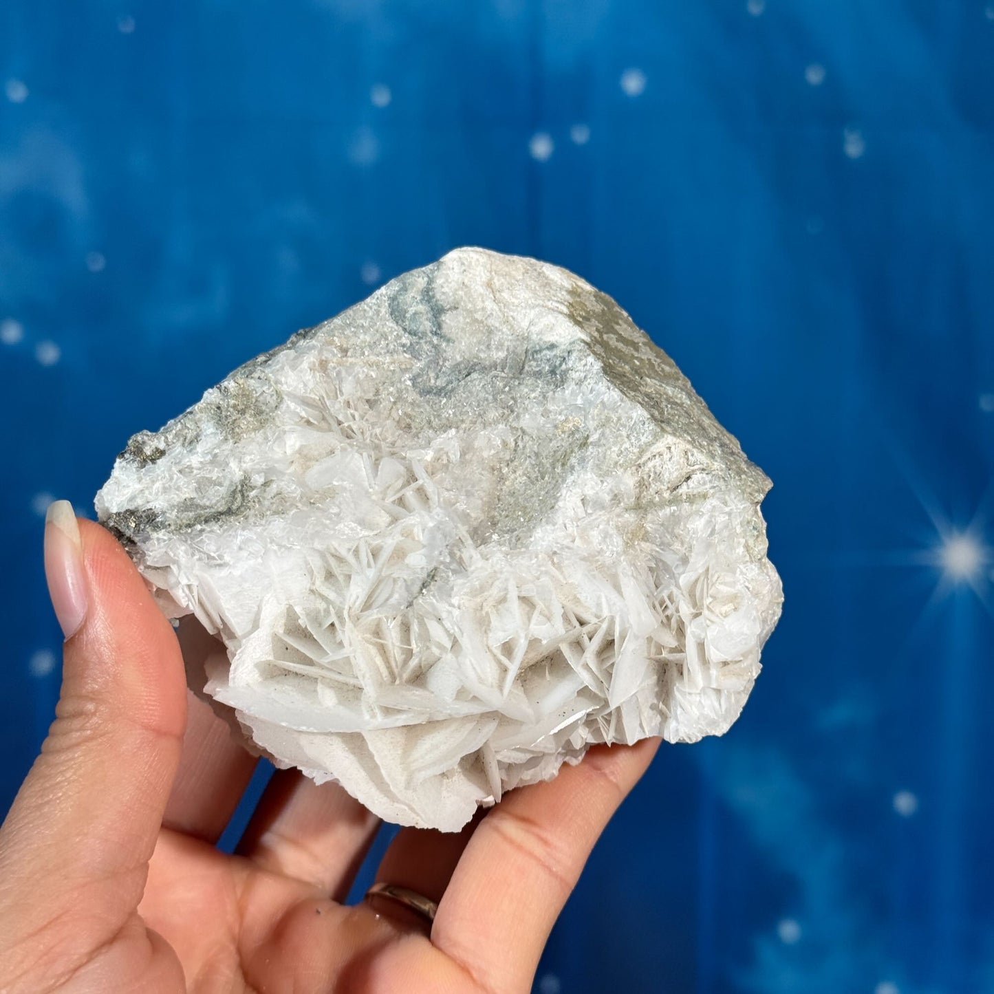 White Rose Calcite Specimen with Chalcopyrite – 0.394 kg
