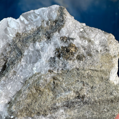 White Rose Calcite Specimen with Chalcopyrite – 0.394 kg