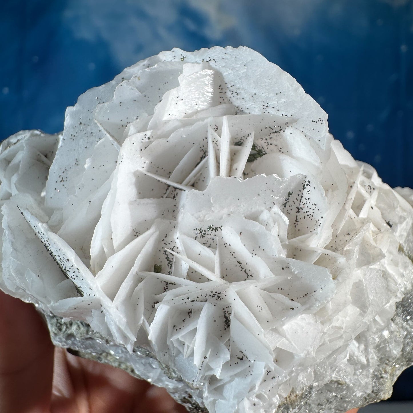 White Rose Calcite Specimen with Chalcopyrite – 0.394 kg