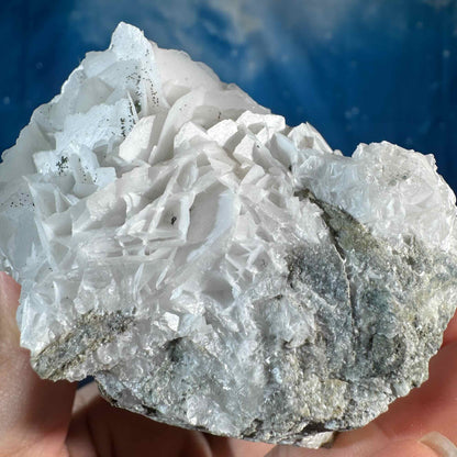 White Rose Calcite Specimen with Chalcopyrite – 0.394 kg