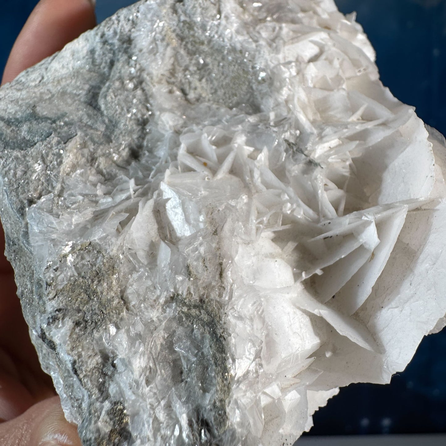 White Rose Calcite Specimen with Chalcopyrite – 0.394 kg