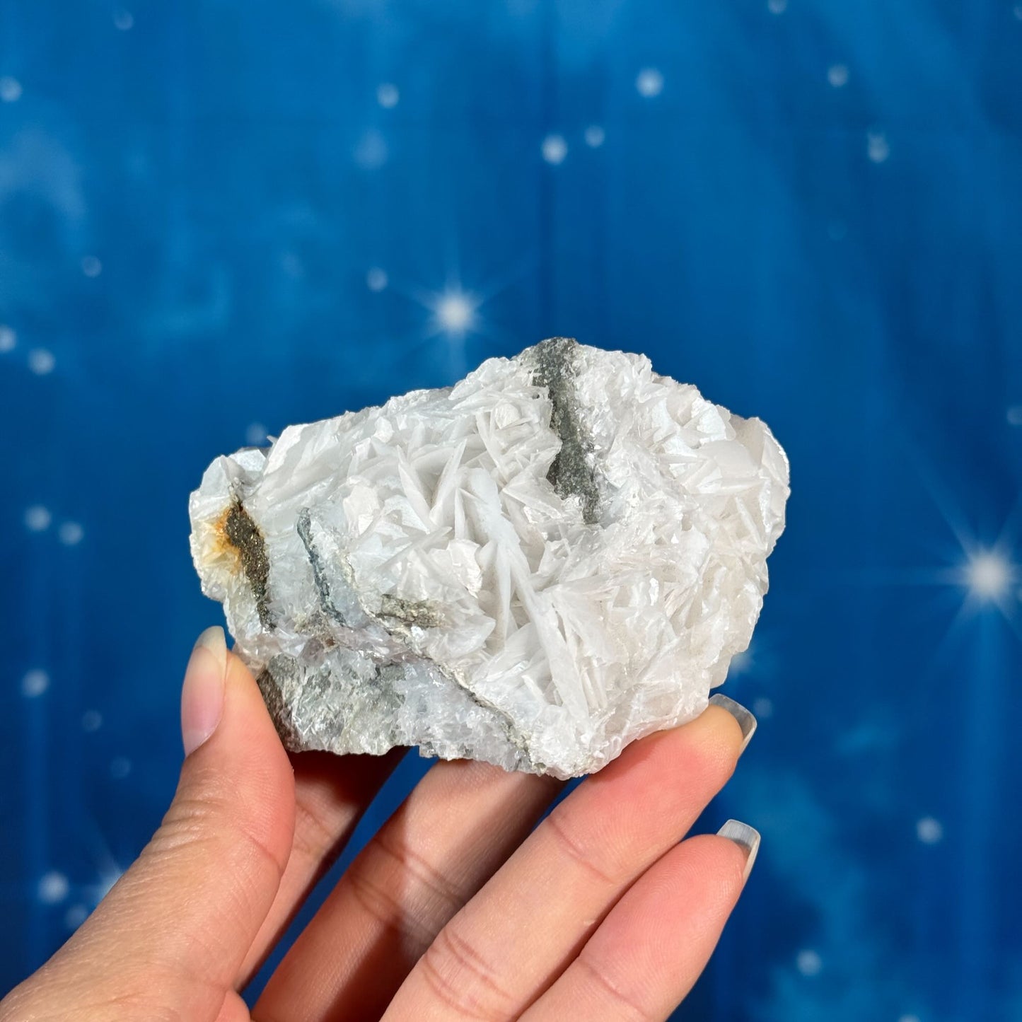 White Rose Calcite Specimen with Chalcopyrite – 0.179 kg