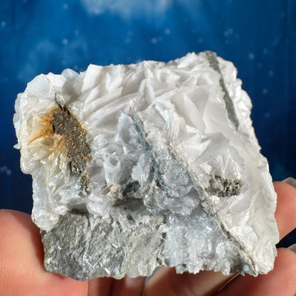 White Rose Calcite Specimen with Chalcopyrite – 0.179 kg