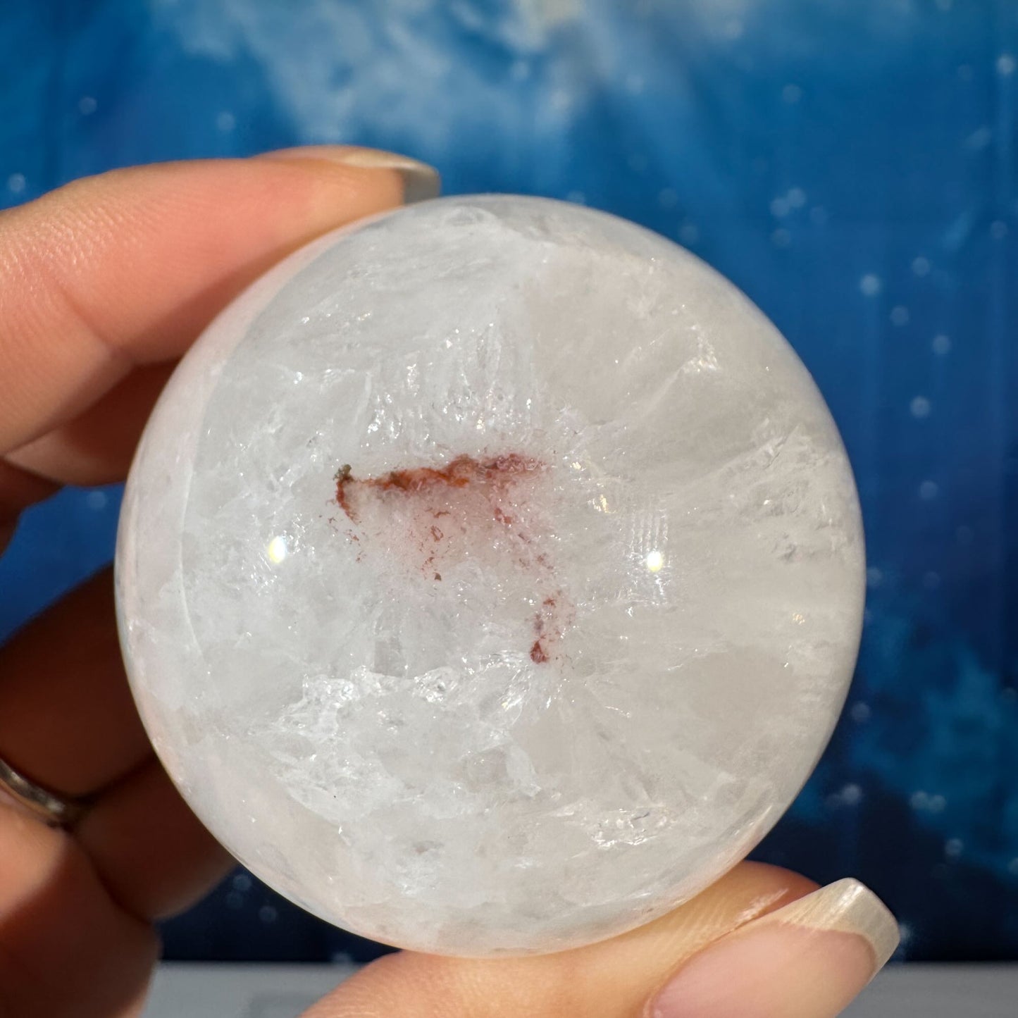 Flower Agate in Quartz Sphere – 0.181 kg