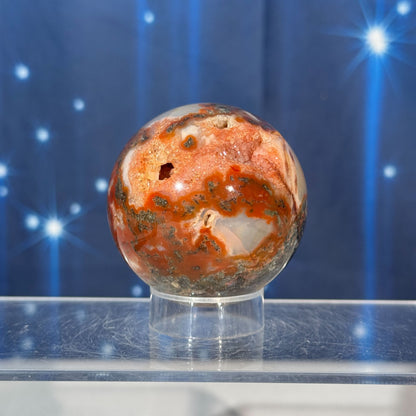 Carnelian Moss Agate Sphere – 0.235 kg