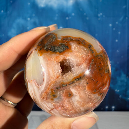 Carnelian Moss Agate Sphere – 0.235 kg