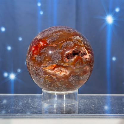 Carnelian Moss Agate Sphere – 0.283 kg