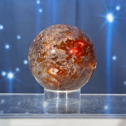 Carnelian Moss Agate Sphere – 0.283 kg