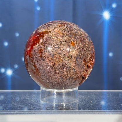 Carnelian Moss Agate Sphere – 0.283 kg