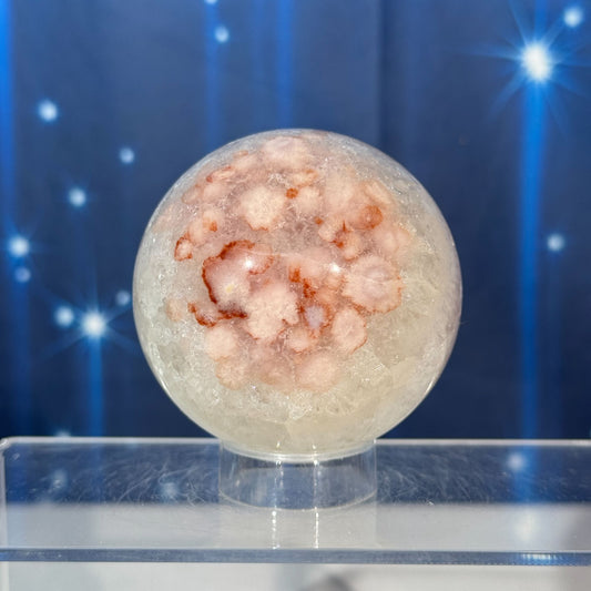 Flower Agate in Quartz Sphere – 0.414 kg