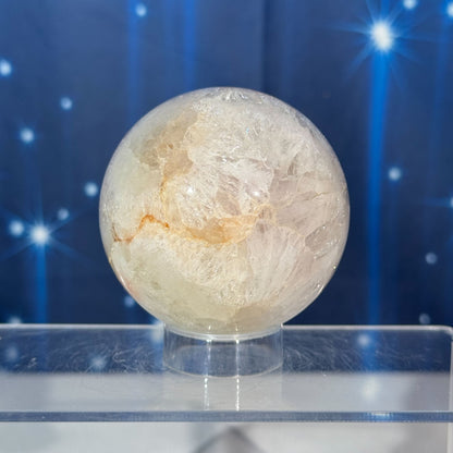 Flower Agate in Quartz Sphere – 0.414 kg