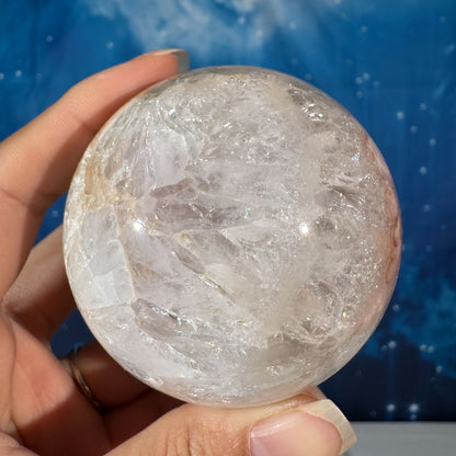 Flower Agate in Quartz Sphere – 0.414 kg