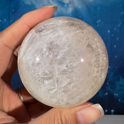 Flower Agate in Quartz Sphere – 0.414 kg