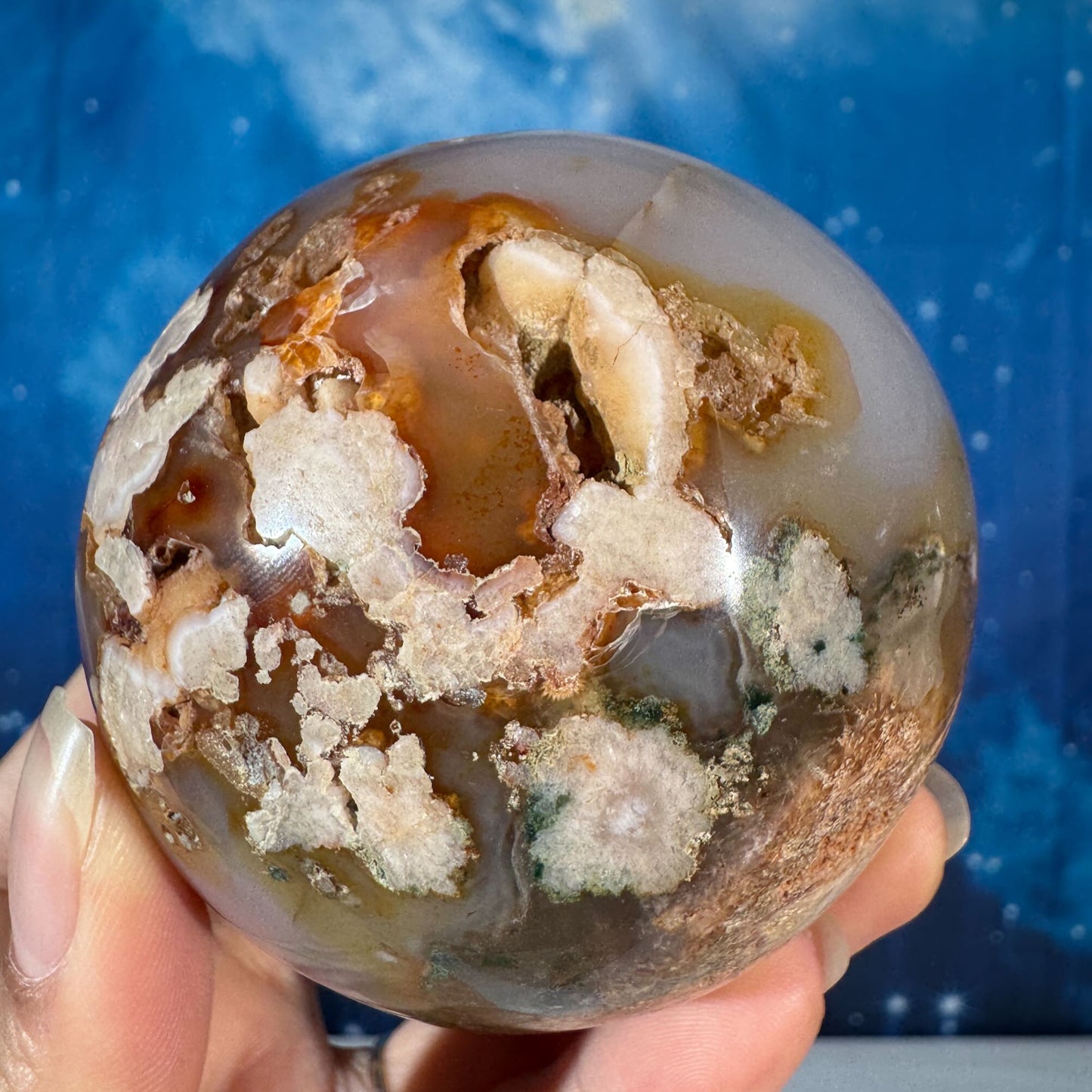 Flower Agate Sphere – 0.471 kg