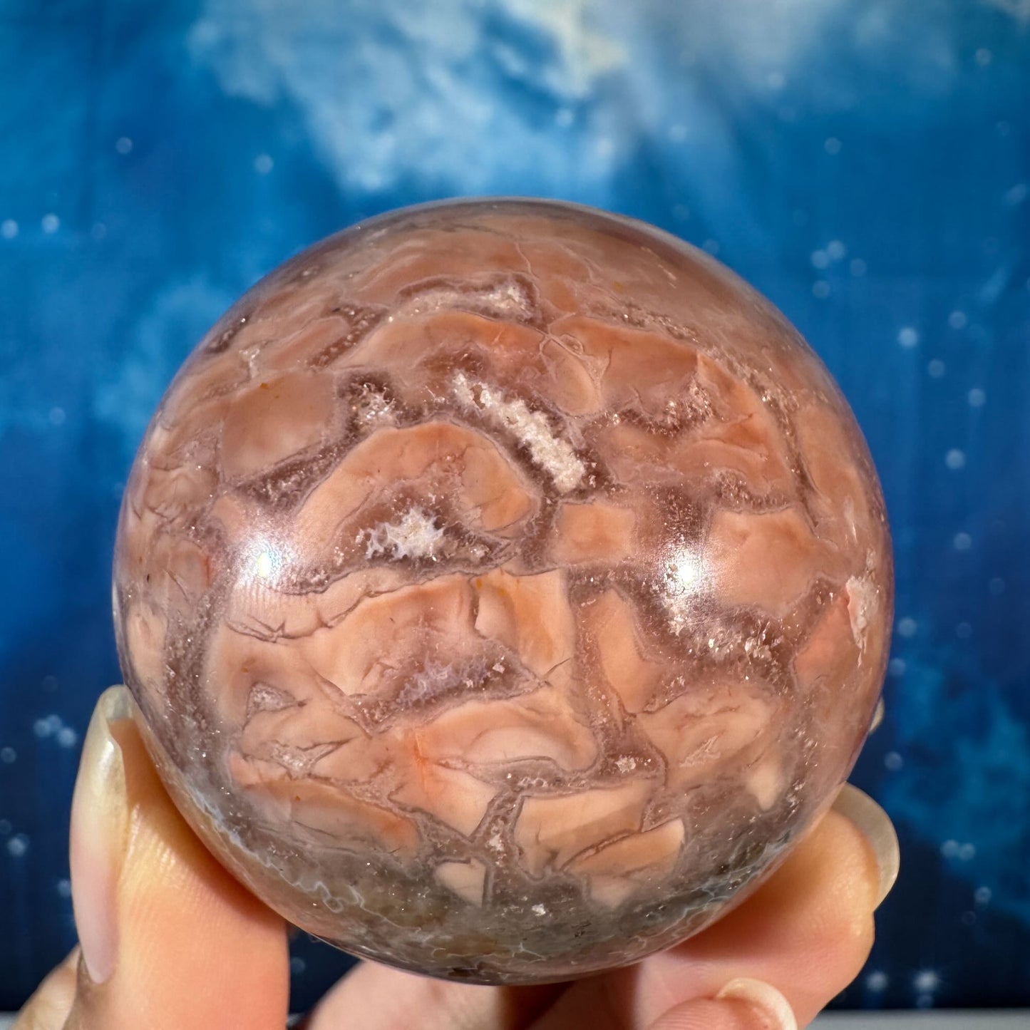 Pink Agate Sphere – "Cotton Candy Agate" • 0.244 kg