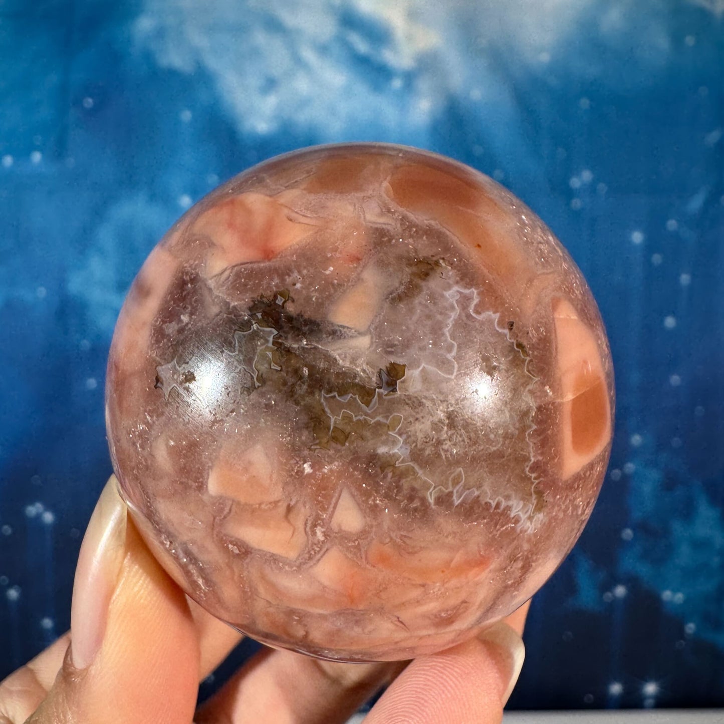 Pink Agate Sphere – "Cotton Candy Agate" • 0.244 kg