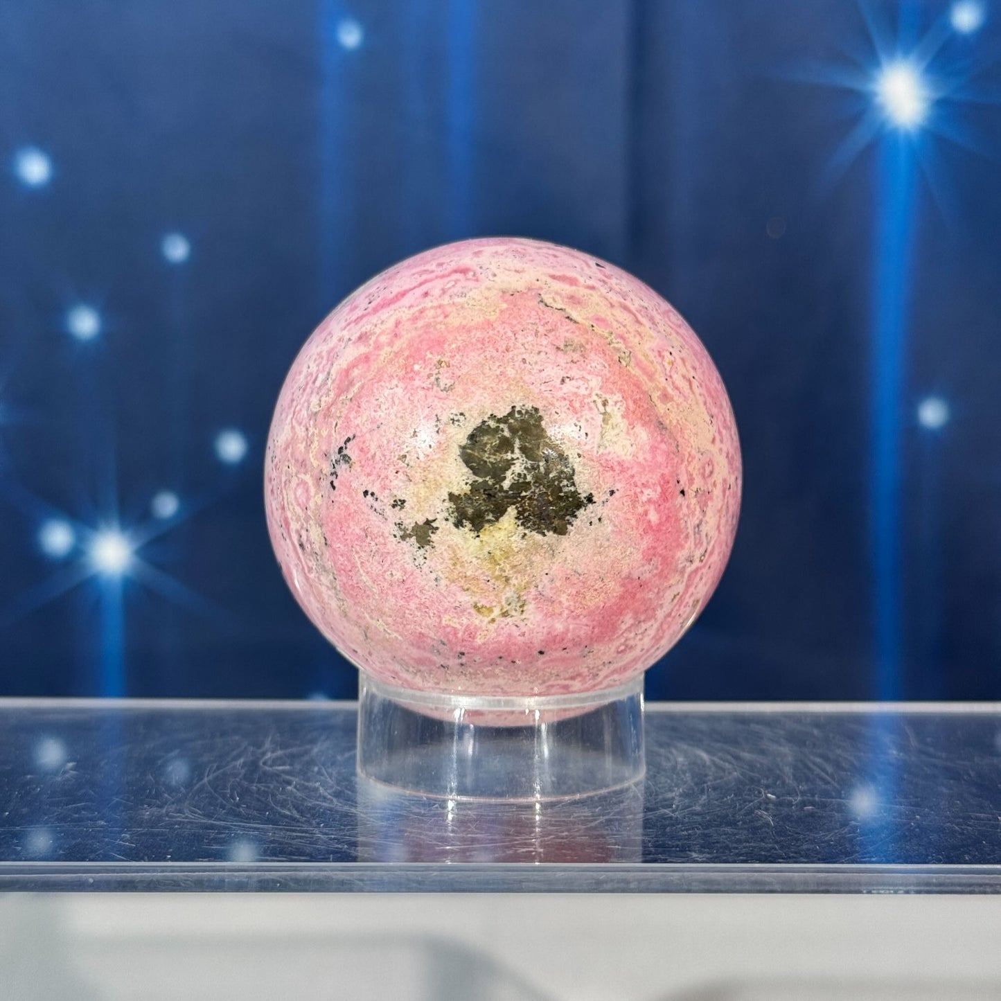 Rhodonite Sphere with Pyrite – 0.281 kg