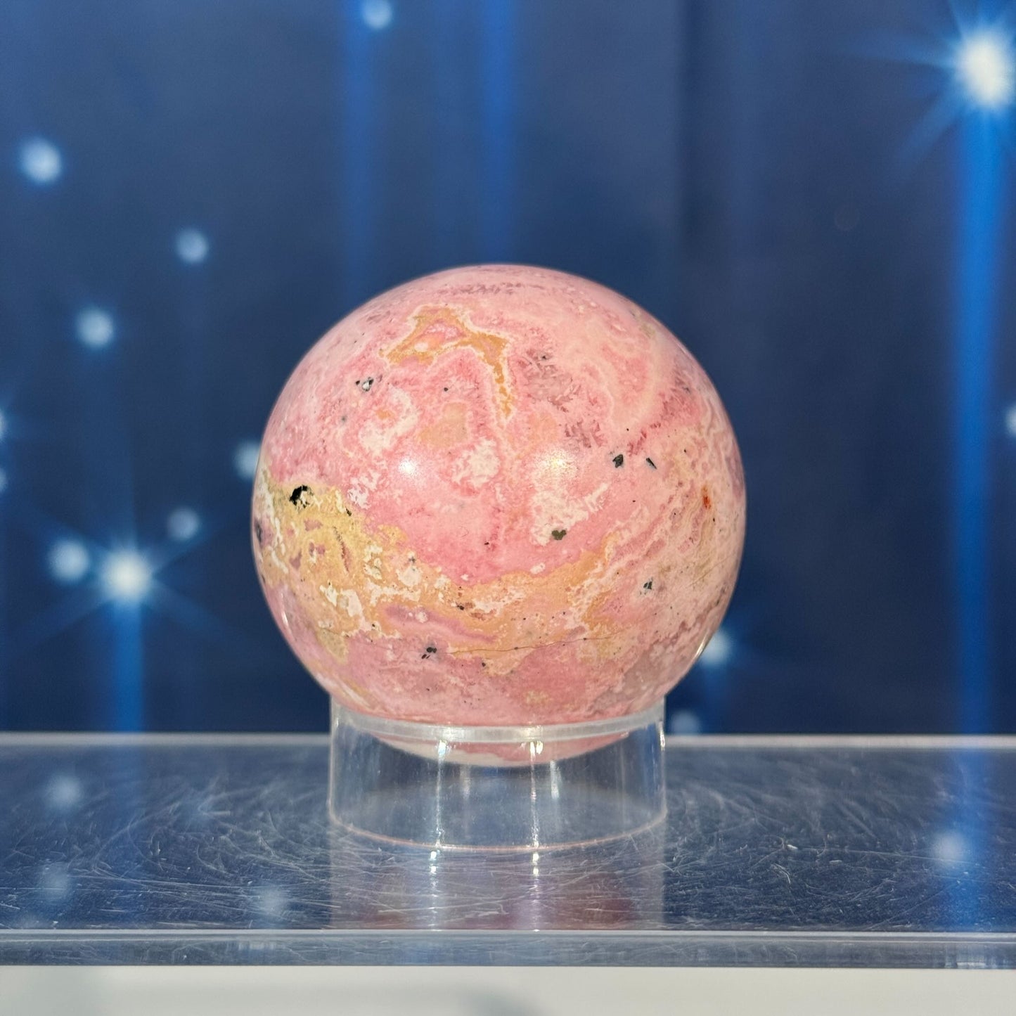 Rhodonite Sphere with Pyrite – 0.184 kg