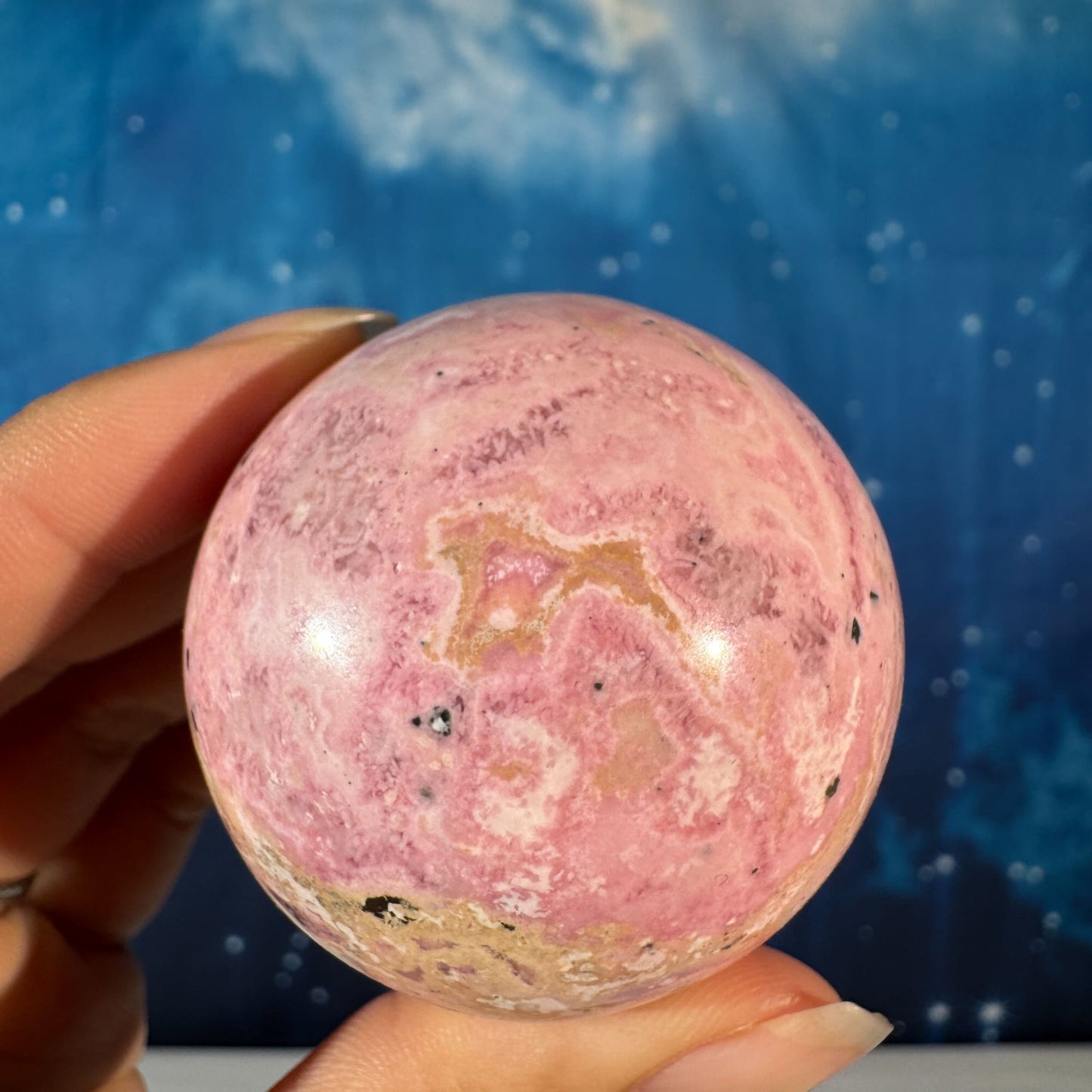 Rhodonite Sphere with Pyrite – 0.184 kg