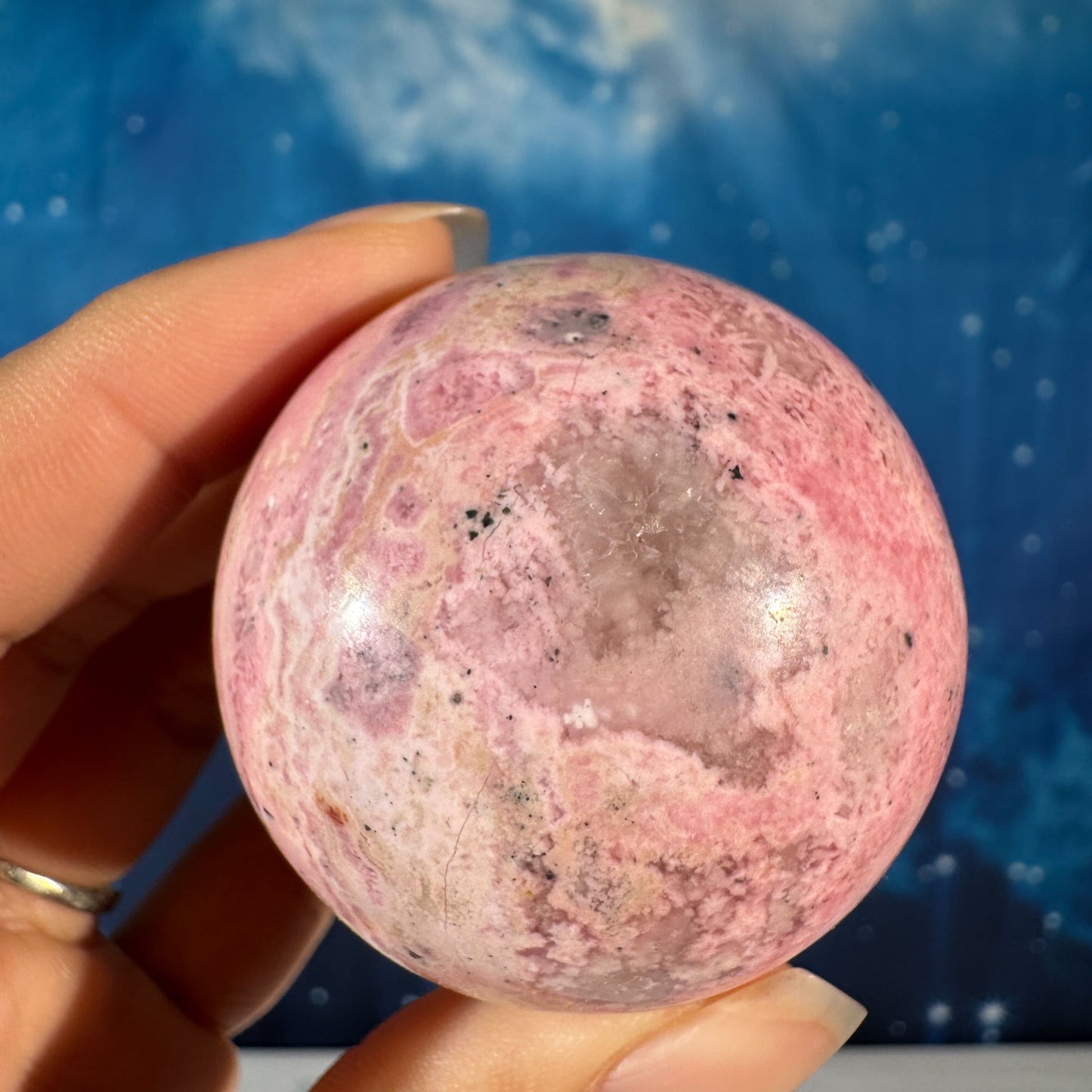 Rhodonite Sphere with Pyrite – 0.184 kg