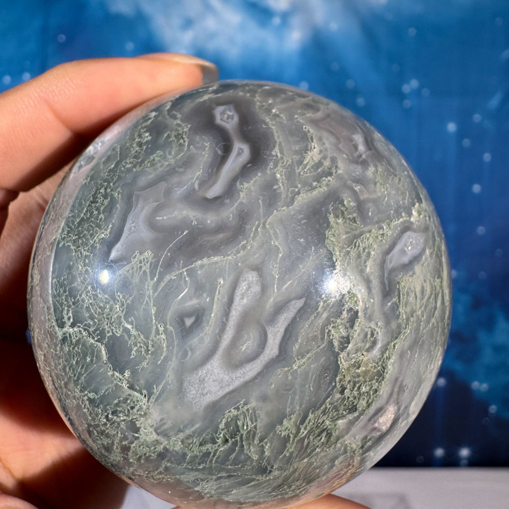 Moss Agate Sphere – 0.408 kg