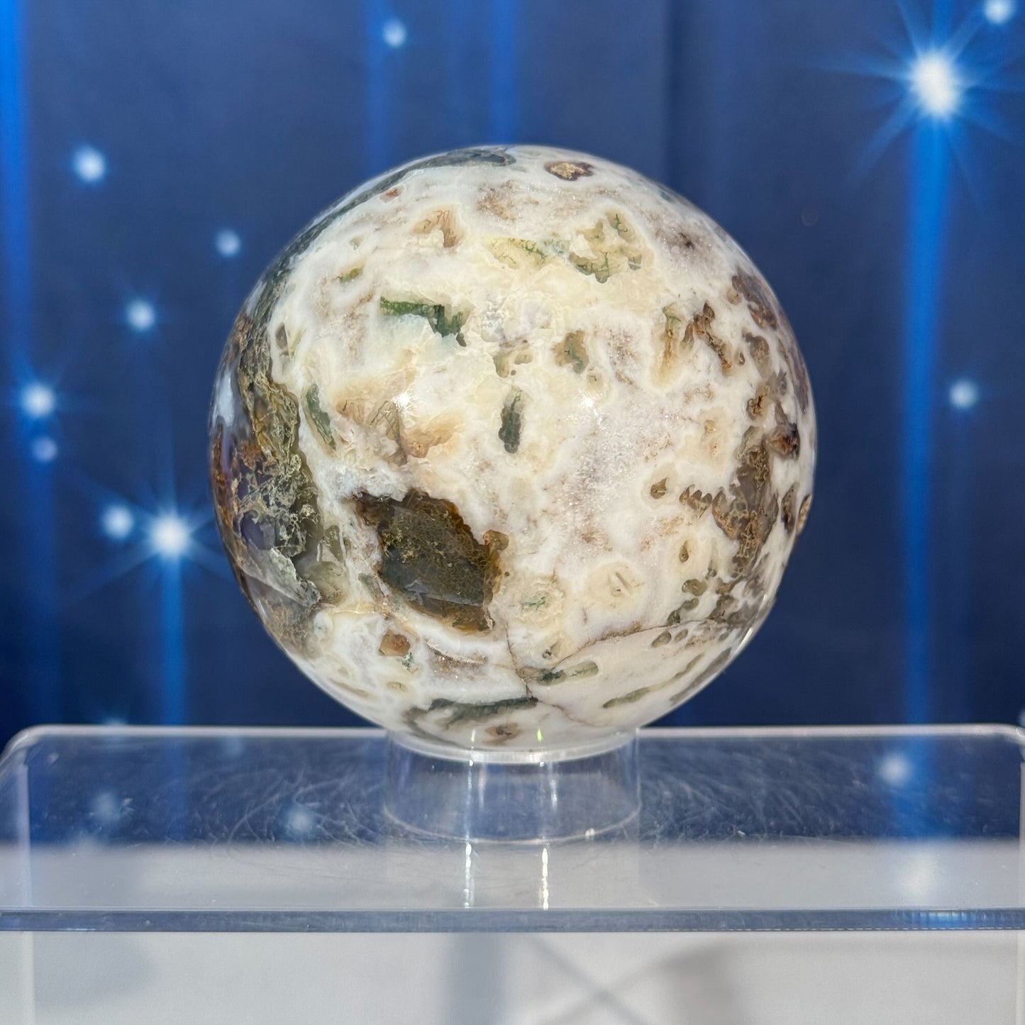 Moss Agate Sphere – 0.584 kg