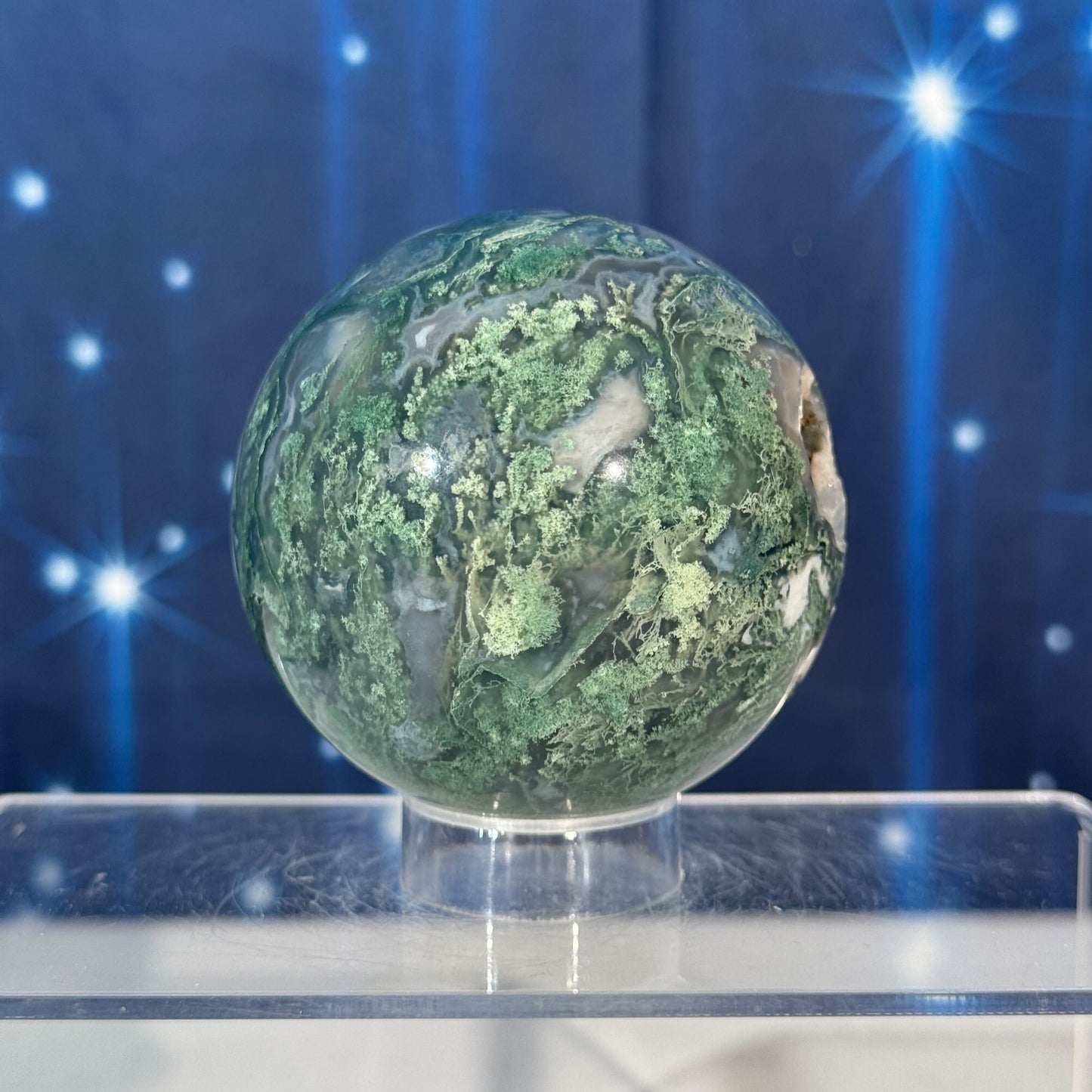 Moss Agate Sphere – 0.445 kg