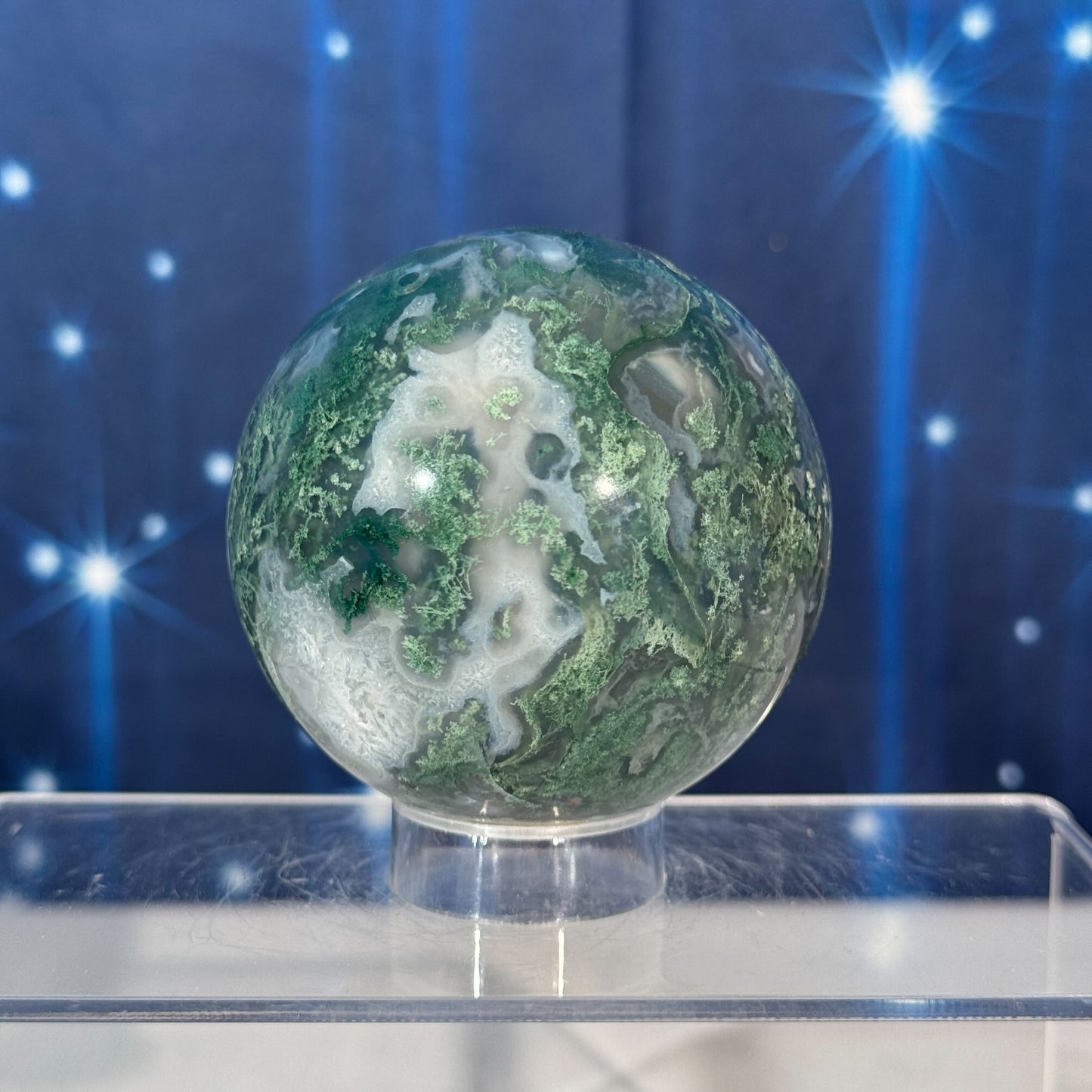 Moss Agate Sphere – 0.445 kg
