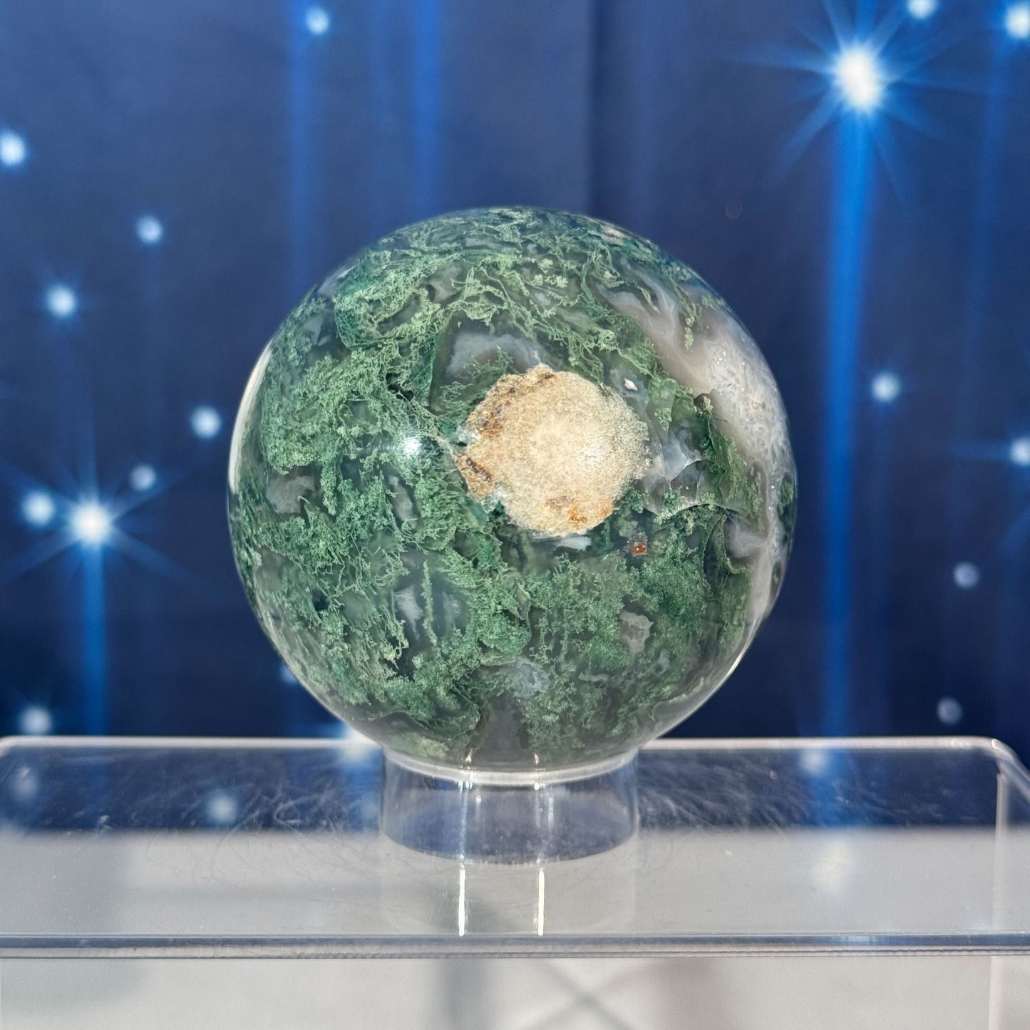 Moss Agate Sphere – 0.445 kg