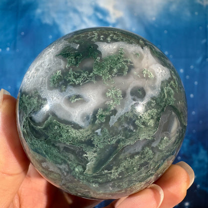 Moss Agate Sphere – 0.445 kg