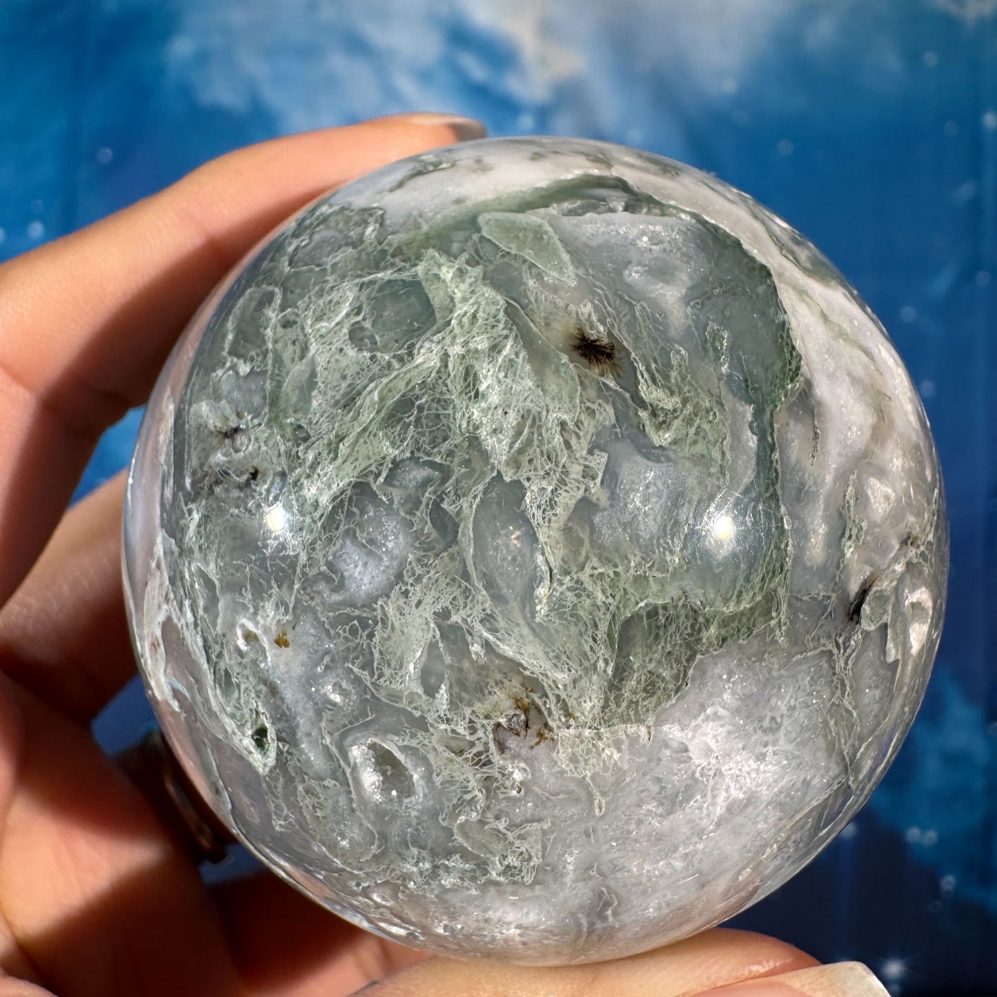Moss Agate Sphere – 0.360 kg