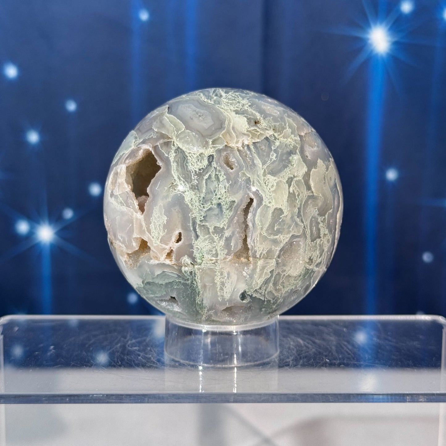 Moss Agate Sphere – 0.371 kg