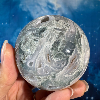 Moss Agate Sphere – 0.371 kg