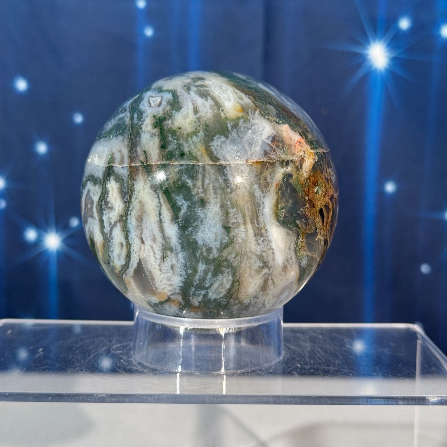 Moss Agate Sphere – 0.621 kg