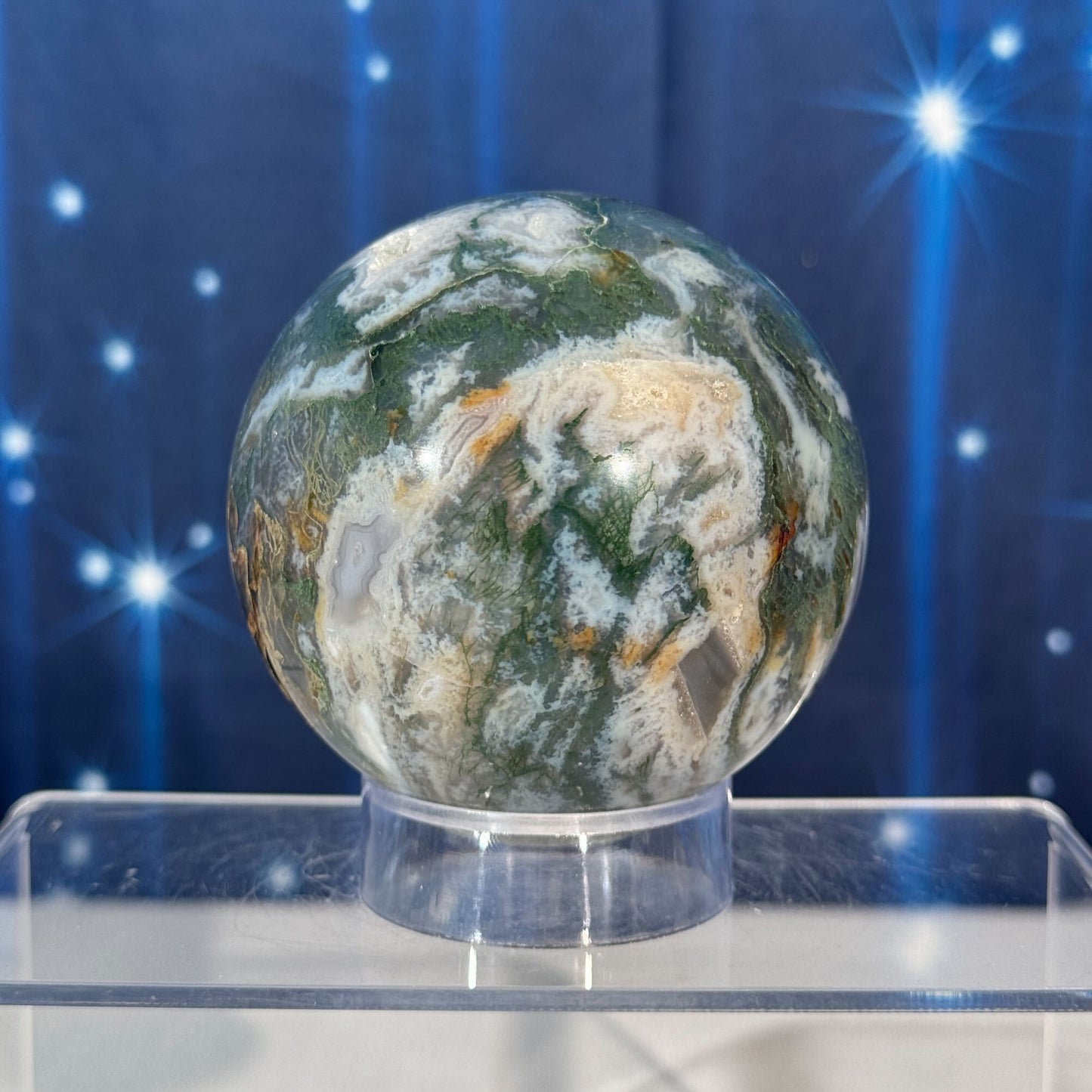 Moss Agate Sphere – 0.621 kg