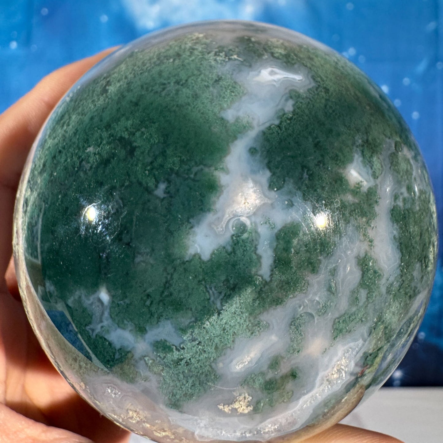 Moss Agate Sphere – 0.777 kg