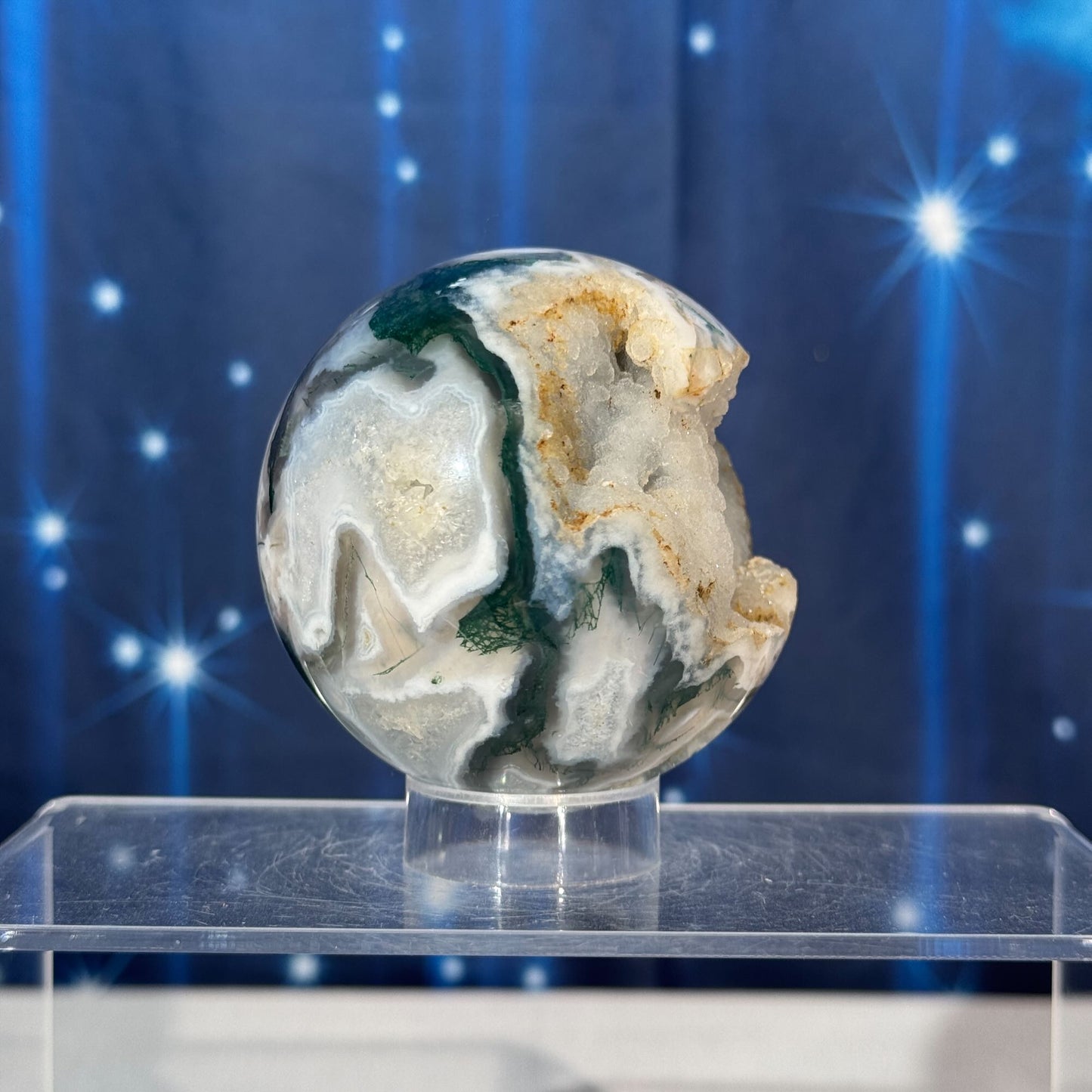 Moss Agate Sphere – 0.405 kg