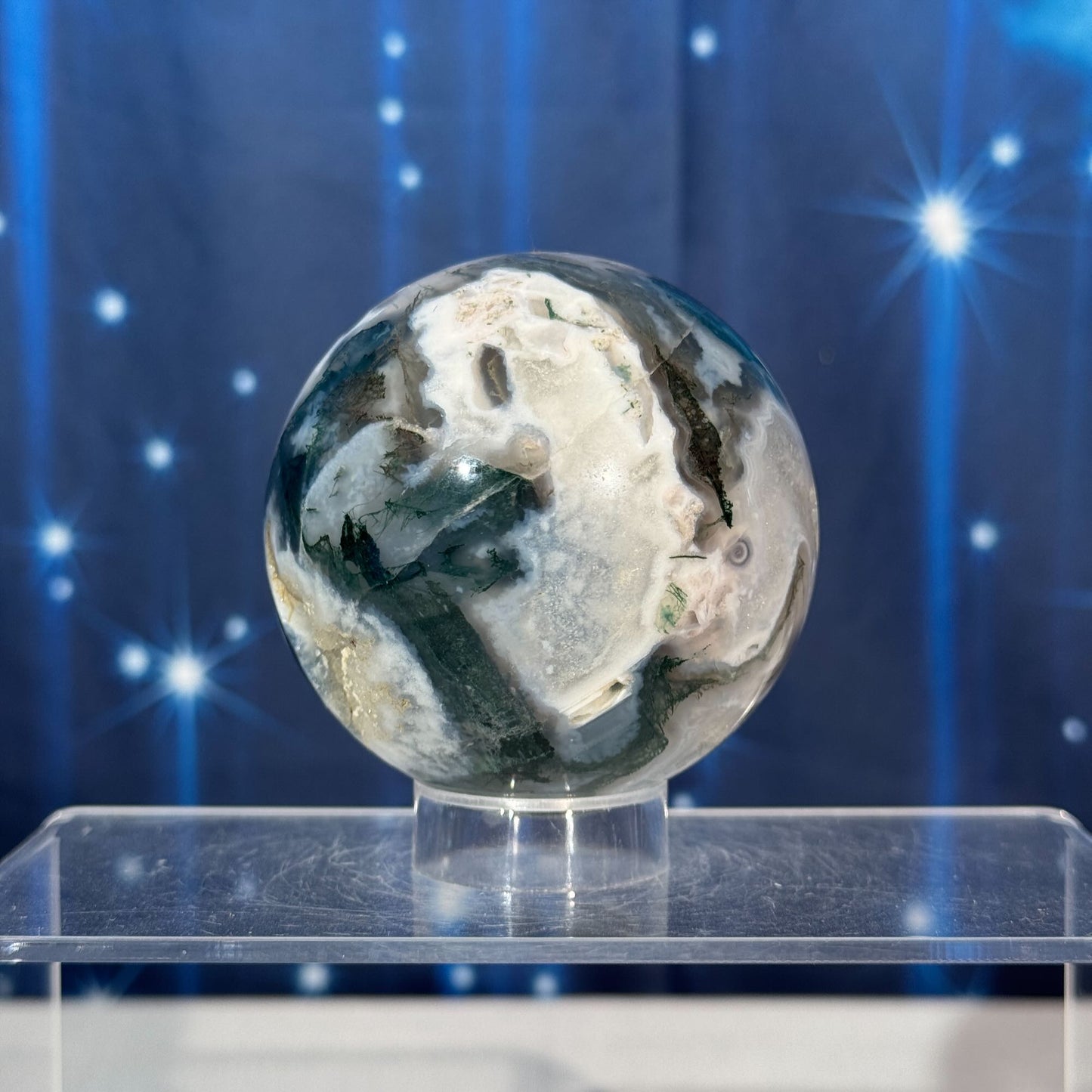 Moss Agate Sphere – 0.405 kg