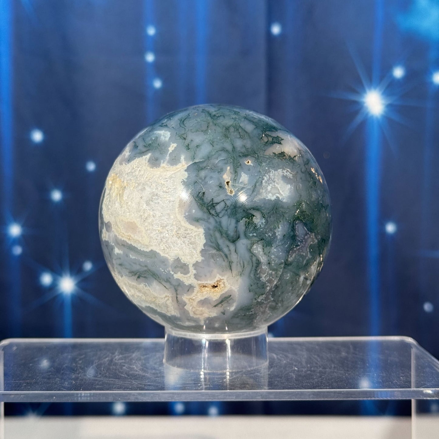 Moss Agate Sphere – 0.502 kg