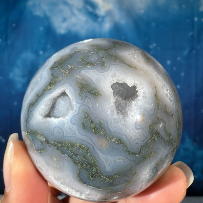 Moss Agate Sphere – 0.371 kg