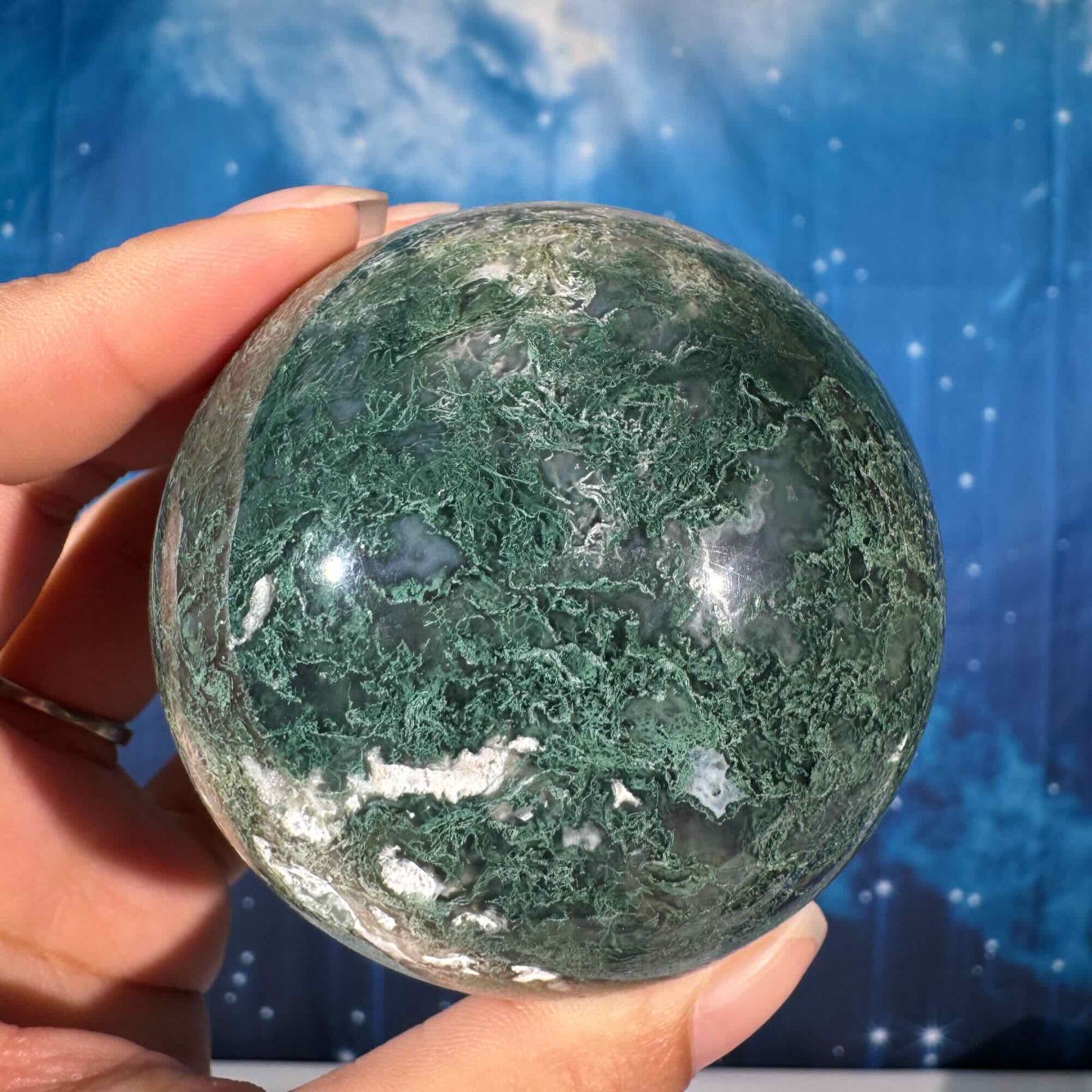 Moss Agate Sphere – 0.476 kg