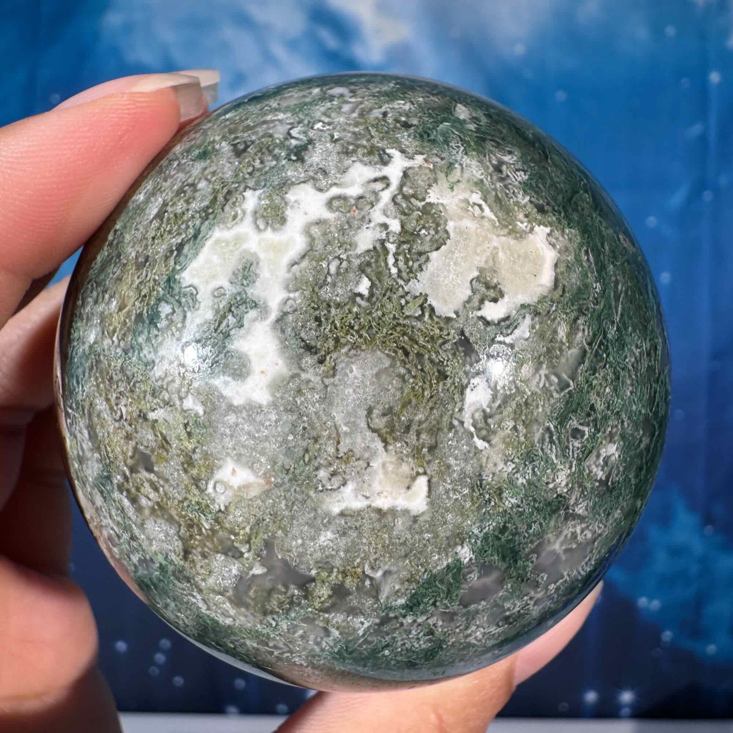 Moss Agate Sphere – 0.476 kg