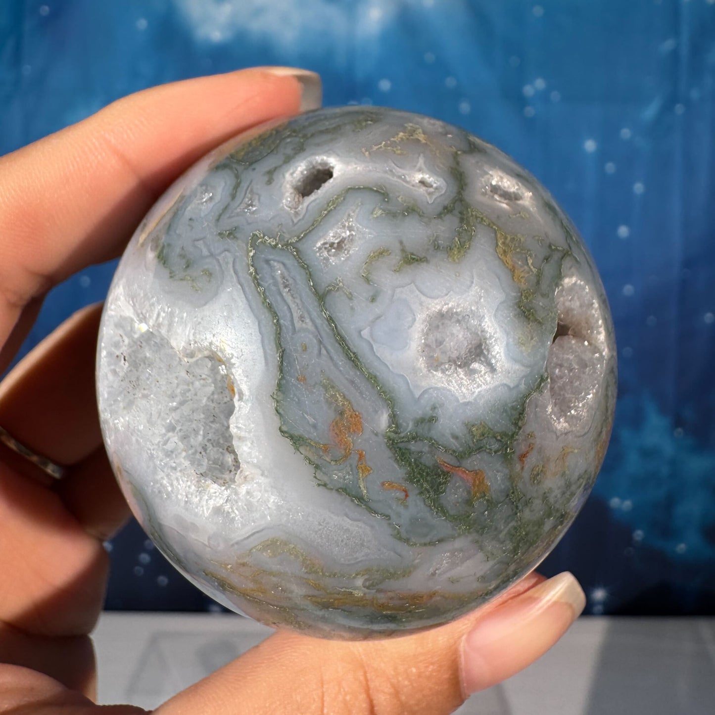 Moss Agate Sphere – 0.295 kg